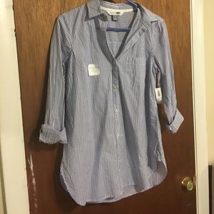 Pinstripe tunic button down